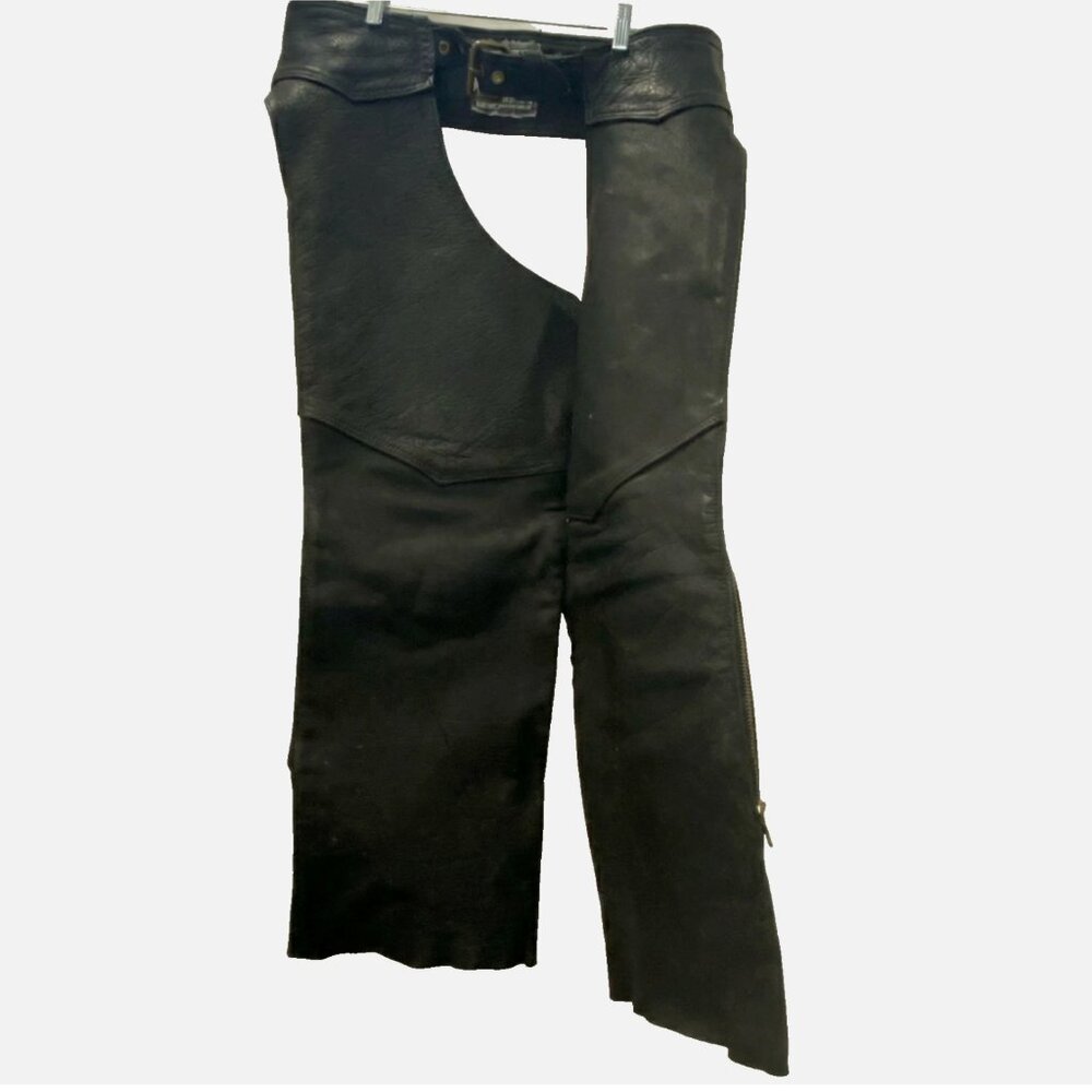 California Creations USA Made Water Buffalo Leather Riding Chaps Men XL Black